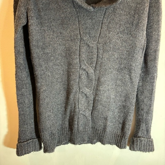 ZARA KNIT Sz L Wool Acrylic Alpaca Turned Collar Cable Pattern Sweater - Picture 4 of 6